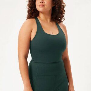 Girlfriend Collective Paloma Racerback Sports Bra — moss green, size M